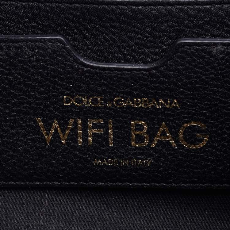 Pre Owned Dolce & Gabbana Black Leather Wifi Top Handle Bag
