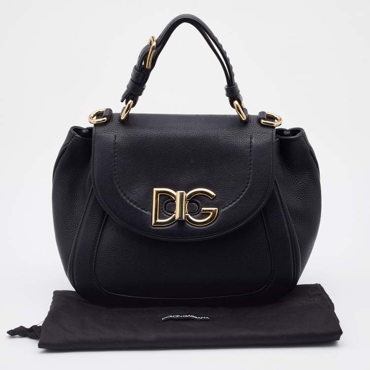 Pre Owned Dolce & Gabbana Black Leather Wifi Top Handle Bag