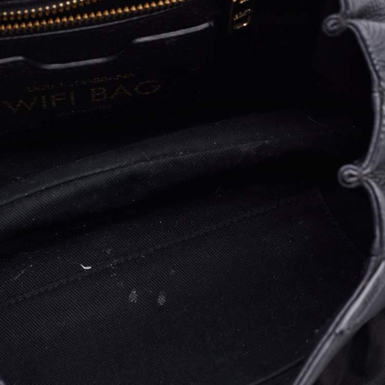 Pre Owned Dolce & Gabbana Black Leather Wifi Top Handle Bag