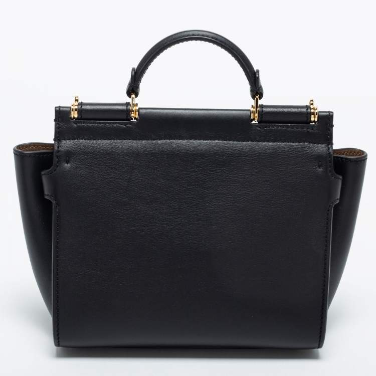 Pre Owned Dolce & Gabbana Black Leather Mini Sicily 62 Tote 