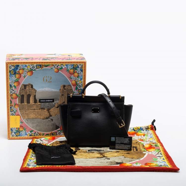 Pre Owned Dolce & Gabbana Black Leather Mini Sicily 62 Tote 