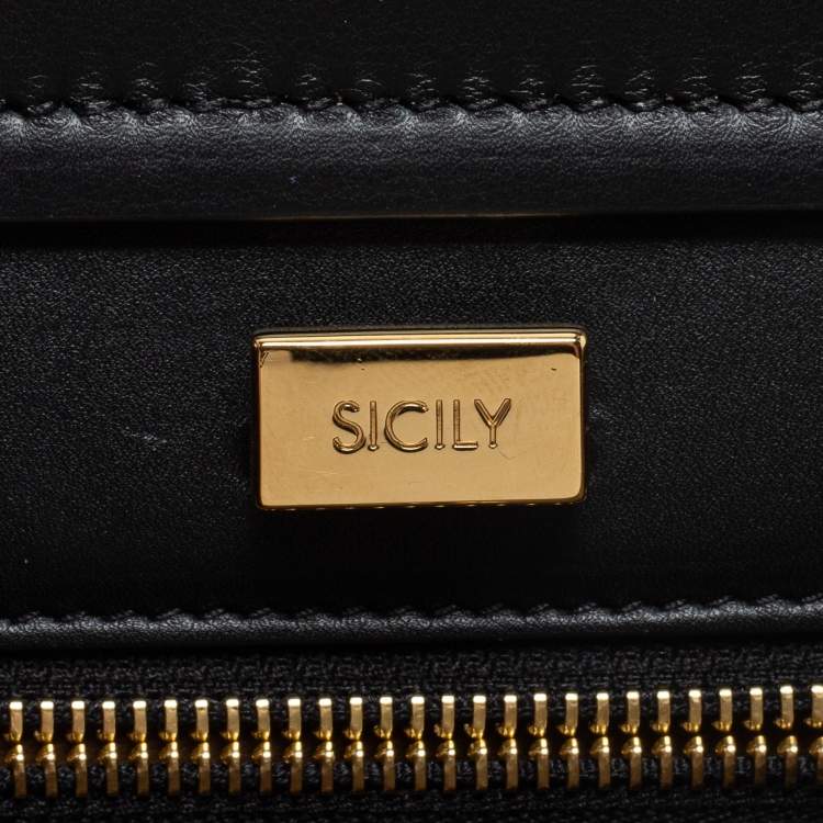Pre Owned Dolce & Gabbana Black Leather Mini Sicily 62 Tote 