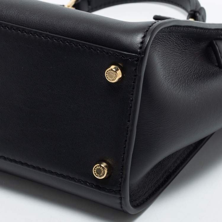 Pre Owned Dolce & Gabbana Black Leather Mini Sicily 62 Tote 