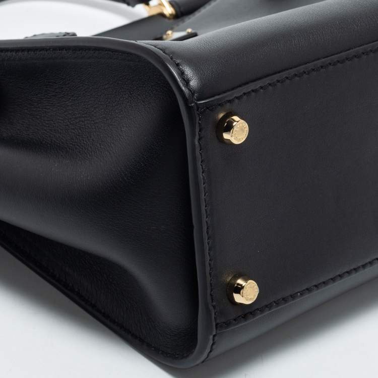 Pre Owned Dolce & Gabbana Black Leather Mini Sicily 62 Tote 
