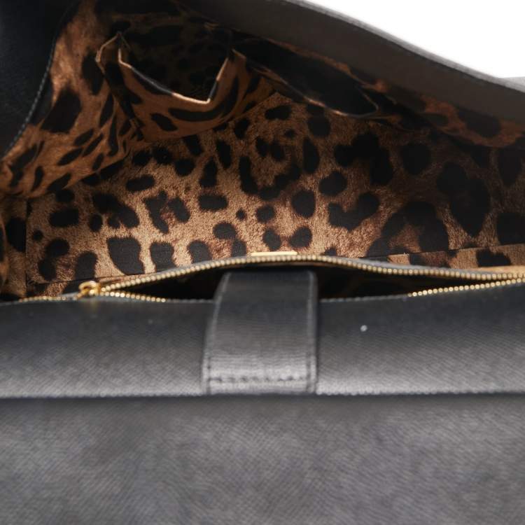 Pre Owned Dolce & Gabbana Black Leather Large Miss Sicily Top Handle Bag