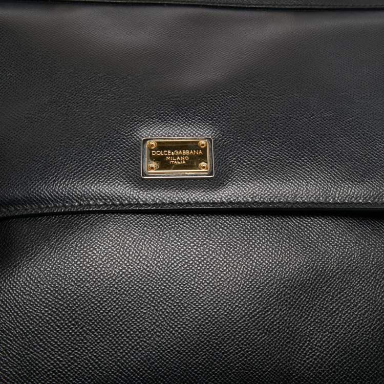 Pre Owned Dolce & Gabbana Black Leather Large Miss Sicily Top Handle Bag