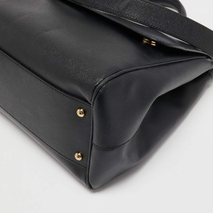 Pre Owned Dolce & Gabbana Black Leather Large Miss Sicily Top Handle Bag