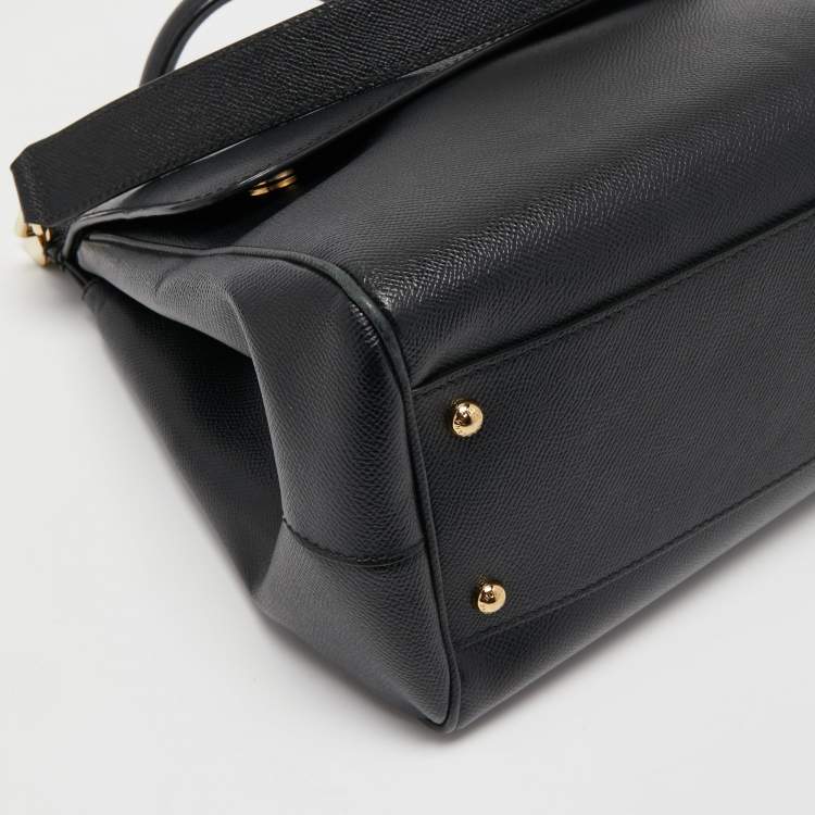 Pre Owned Dolce & Gabbana Black Leather Large Miss Sicily Top Handle Bag