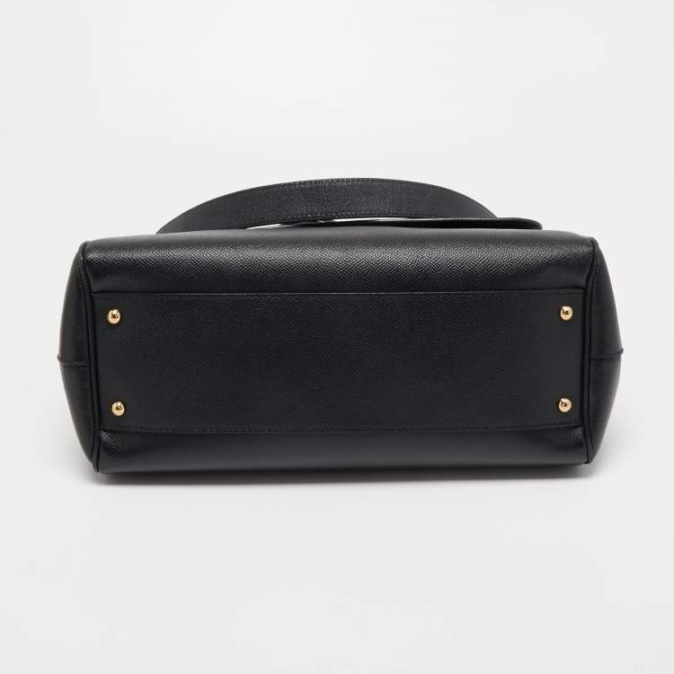 Pre Owned Dolce & Gabbana Black Leather Large Miss Sicily Top Handle Bag