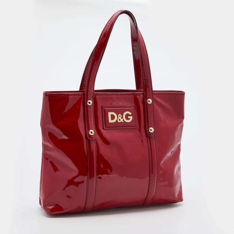 Pre Owned Dolce & Gabbana Red Patent Leather Estelle Tote