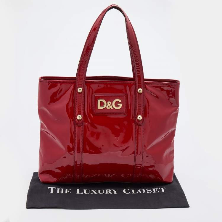 Pre Owned Dolce & Gabbana Red Patent Leather Estelle Tote