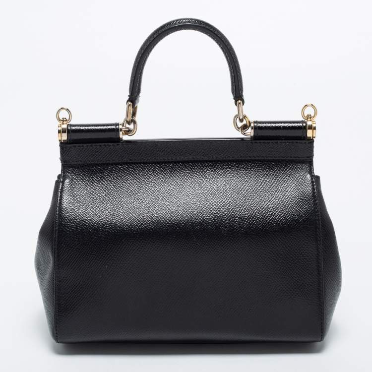Pre Owned Dolce & Gabbana Black Leather Small Miss Sicily Top Handle Bag
