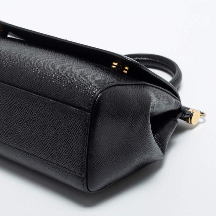 Pre Owned Dolce & Gabbana Black Leather Small Miss Sicily Top Handle Bag