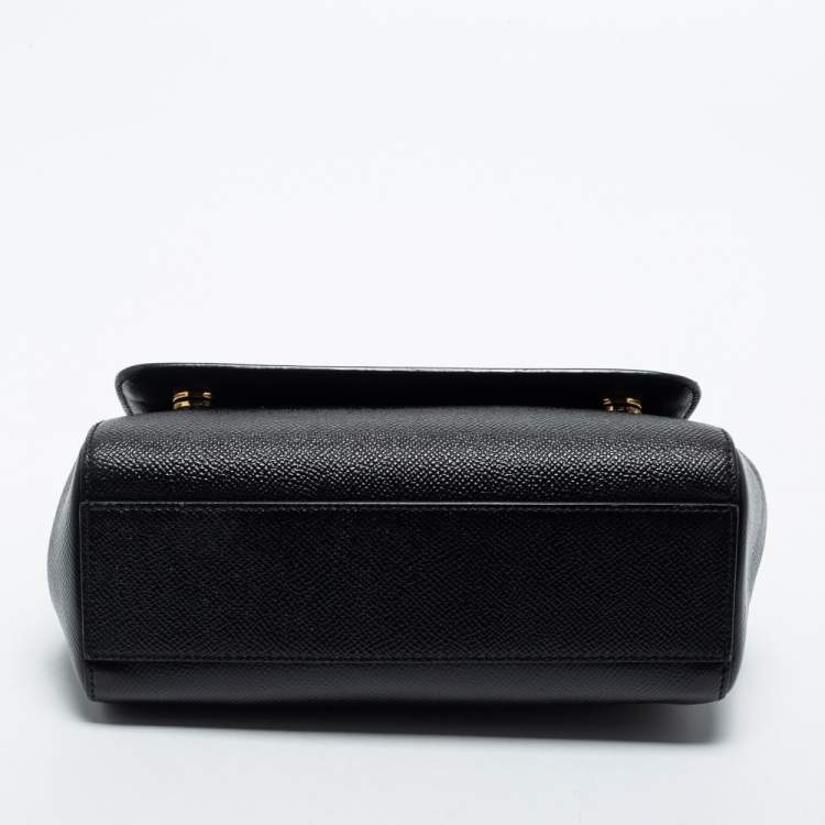 Pre Owned Dolce & Gabbana Black Leather Small Miss Sicily Top Handle Bag