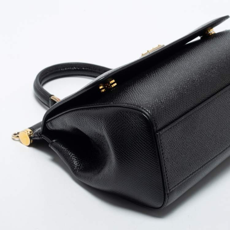 Pre Owned Dolce & Gabbana Black Leather Small Miss Sicily Top Handle Bag
