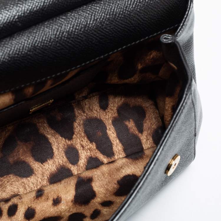 Pre Owned Dolce & Gabbana Black Leather Small Miss Sicily Top Handle Bag