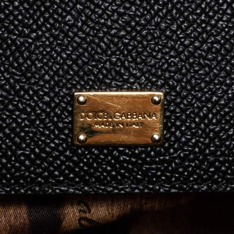 Pre Owned Dolce & Gabbana Black Leather Small Miss Sicily Top Handle Bag