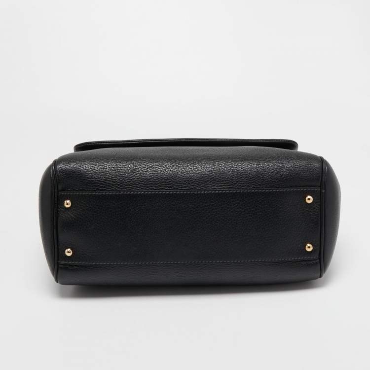Pre Owned Dolce & Gabbana Black Leather Large Miss Sicily Top Handle Bag