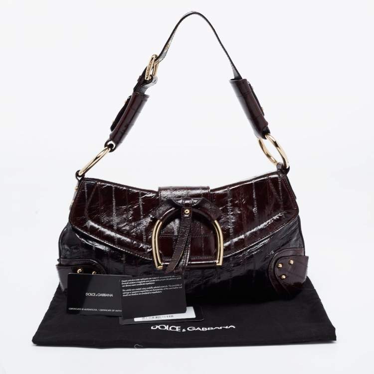 Pre Owned Dolce & Gabbana Dark Brown Eel Leather Shoulder Bag