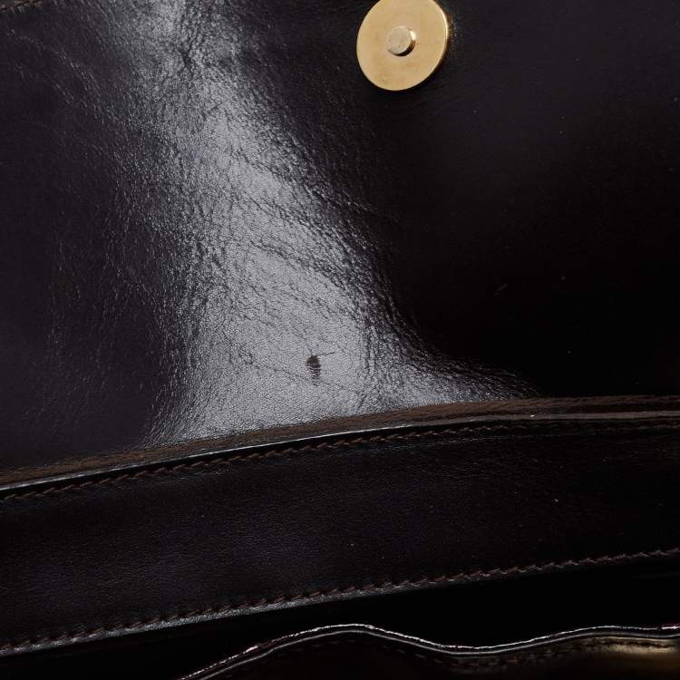 Pre Owned Dolce & Gabbana Dark Brown Eel Leather Shoulder Bag