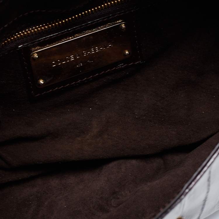Pre Owned Dolce & Gabbana Dark Brown Eel Leather Shoulder Bag