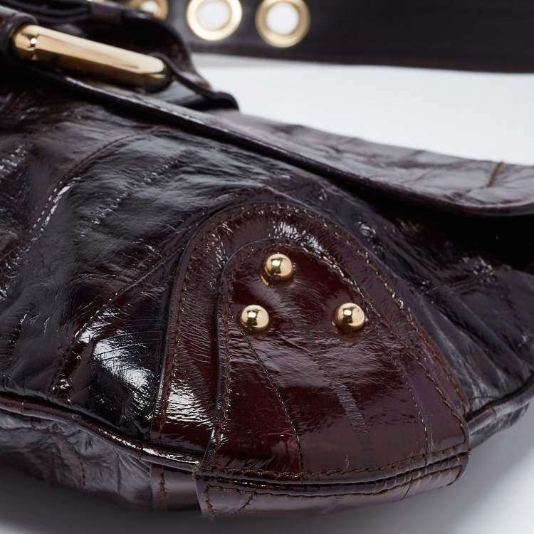 Pre Owned Dolce & Gabbana Dark Brown Eel Leather Shoulder Bag