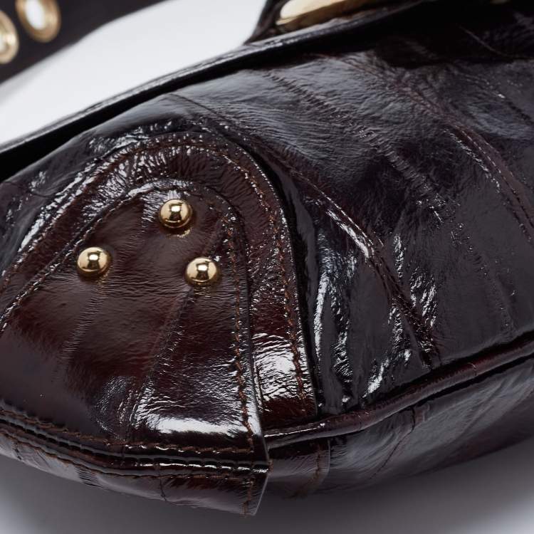 Pre Owned Dolce & Gabbana Dark Brown Eel Leather Shoulder Bag