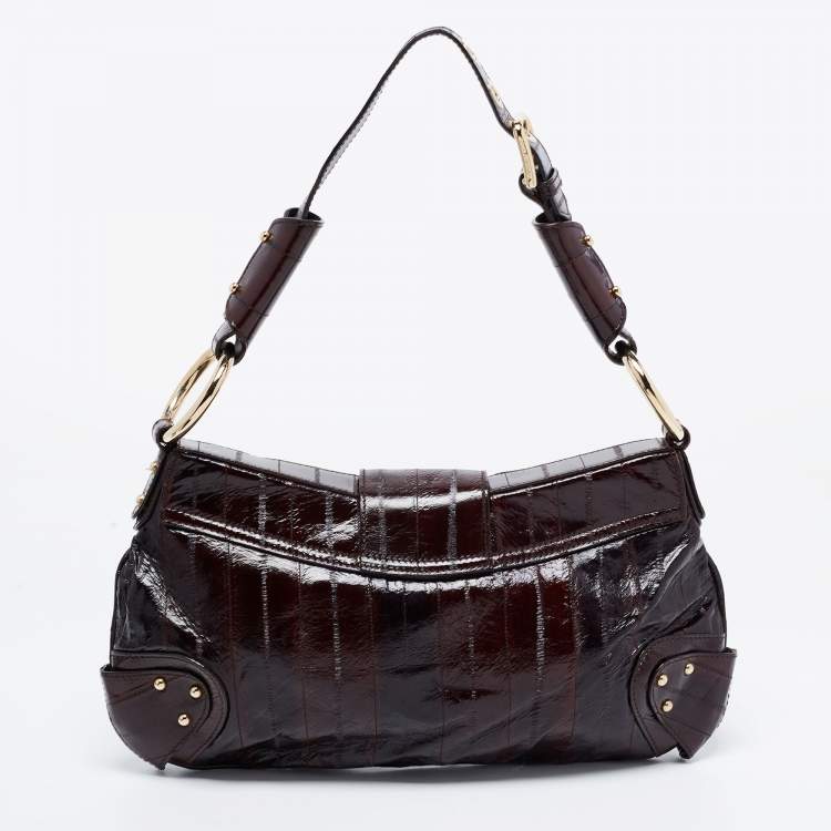 Pre Owned Dolce & Gabbana Dark Brown Eel Leather Shoulder Bag