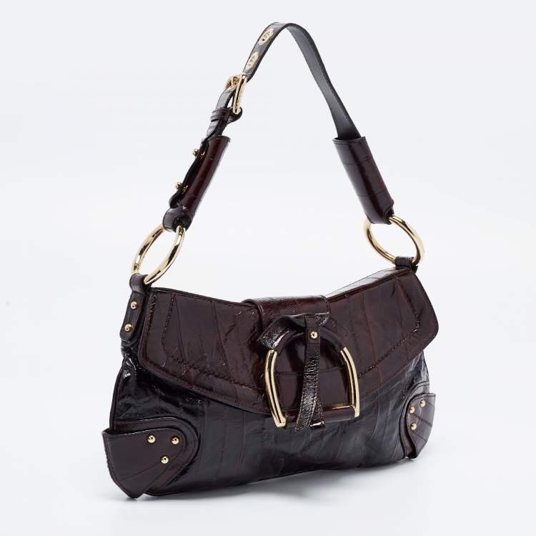 Pre Owned Dolce & Gabbana Dark Brown Eel Leather Shoulder Bag