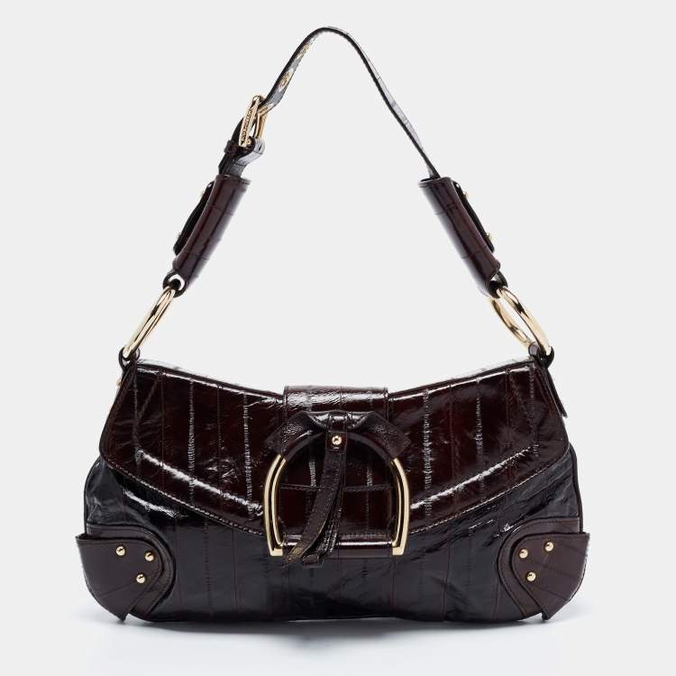 Pre Owned Dolce & Gabbana Dark Brown Eel Leather Shoulder Bag