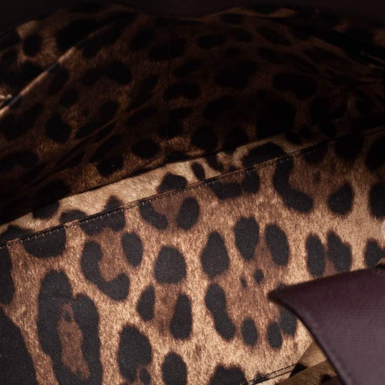 Pre Owned Dolce & Gabbana Burgundy Leather Large Miss Sicily Top Handle Bag