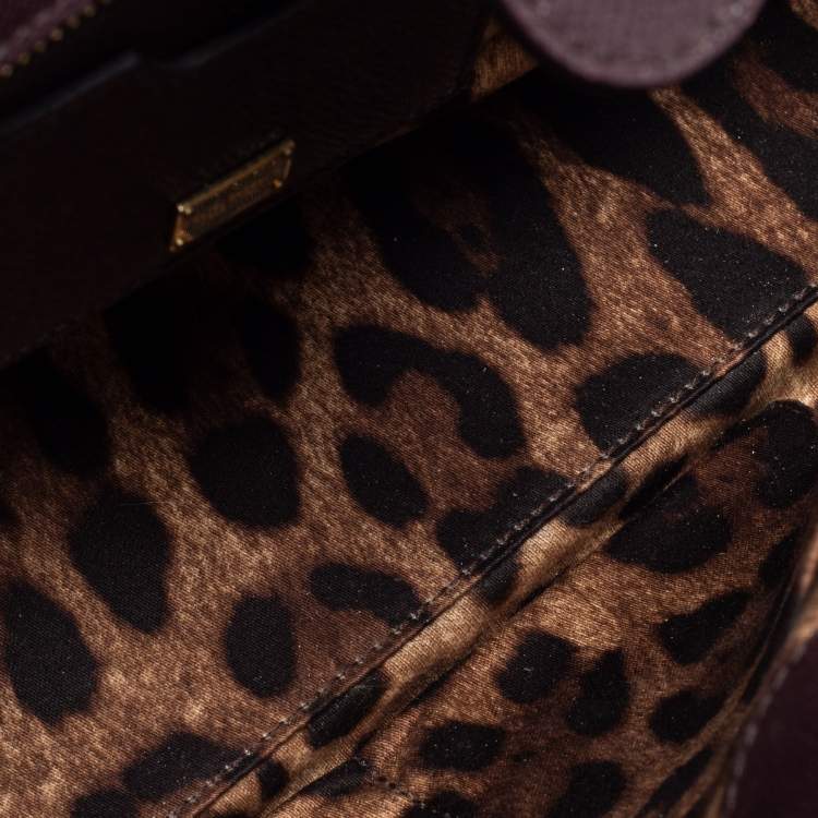 Pre Owned Dolce & Gabbana Burgundy Leather Large Miss Sicily Top Handle Bag