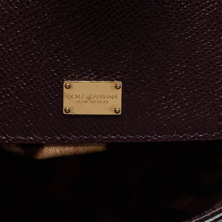 Pre Owned Dolce & Gabbana Burgundy Leather Large Miss Sicily Top Handle Bag