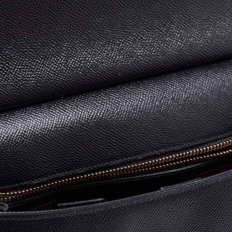Pre Owned Dolce & Gabbana Black Dauphine Leather Medium Miss Sicily Top Handle Bag