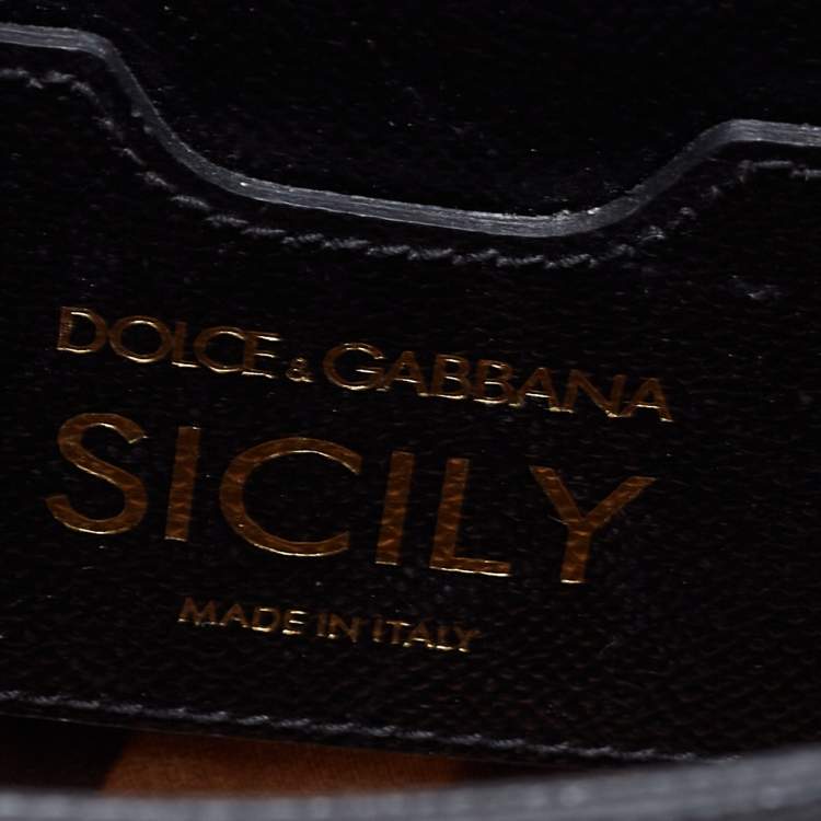 Pre Owned Dolce & Gabbana Black Dauphine Leather Medium Miss Sicily Top Handle Bag