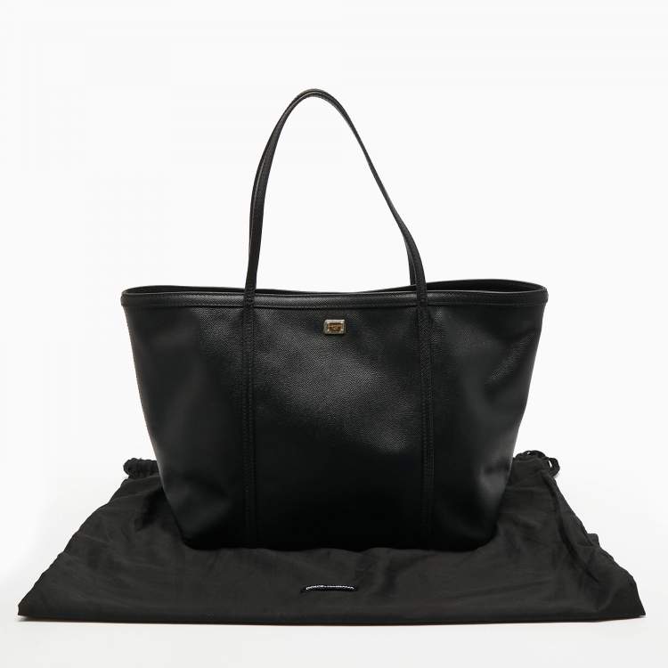 Pre Owned Dolce & Gabbana Black Leather Miss Escape Tote