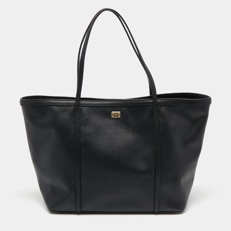 Pre Owned Dolce & Gabbana Black Leather Miss Escape Tote