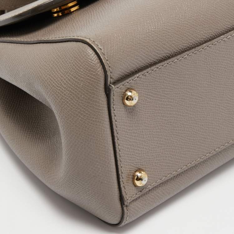 مملوكة مسبقًا Dolce & Gabbana Beige Leather Medium Miss Sicily Top Handle Bag