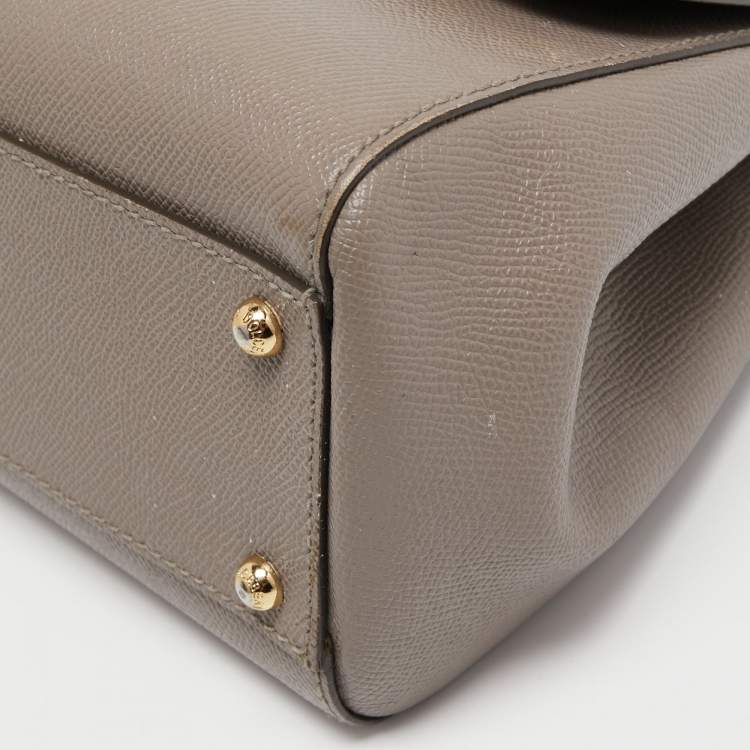 مملوكة مسبقًا Dolce & Gabbana Beige Leather Medium Miss Sicily Top Handle Bag