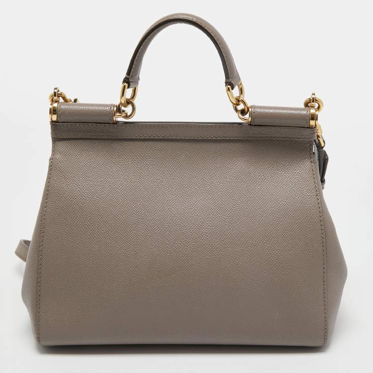 مملوكة مسبقًا Dolce & Gabbana Beige Leather Medium Miss Sicily Top Handle Bag