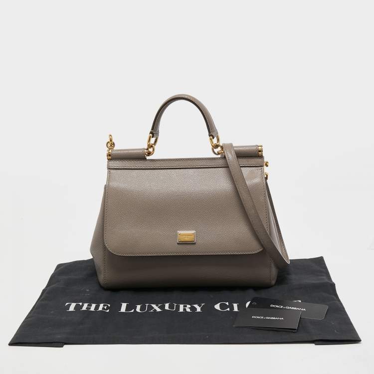مملوكة مسبقًا Dolce & Gabbana Beige Leather Medium Miss Sicily Top Handle Bag