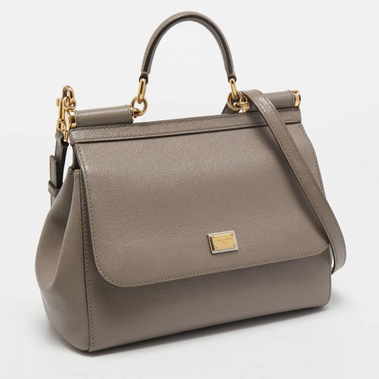 مملوكة مسبقًا Dolce & Gabbana Beige Leather Medium Miss Sicily Top Handle Bag