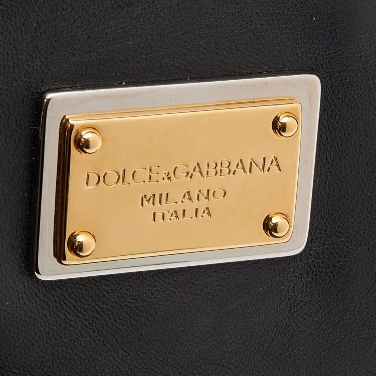 Pre Owned Dolce & Gabbana Beige/Black Raffia and PVC Miss Sicily East West Embroidered Top Handle Bag