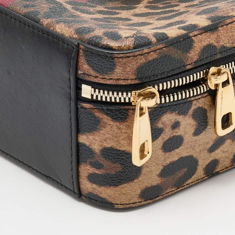 Pre Owned Dolce & Gabbana Brown/Black Leopard Print Coated Canvas and Leather Dauphine Box Bag