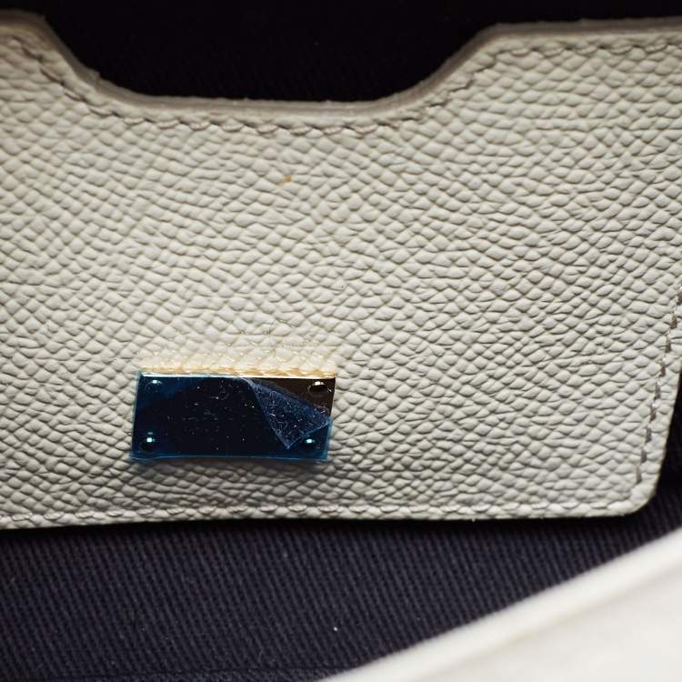 Pre Owned Dolce & Gabbana Off White Orange Printed Leather Small Miss Sicily Top Handle Bag
