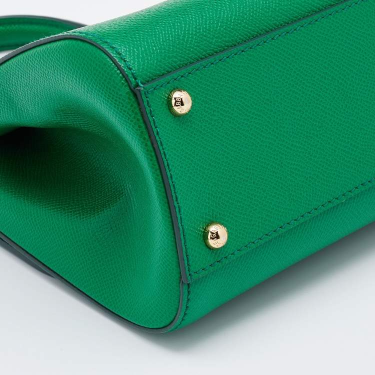 Pre Owned Dolce & Gabbana Green Leather Medium Miss Sicily Top Handle Bag