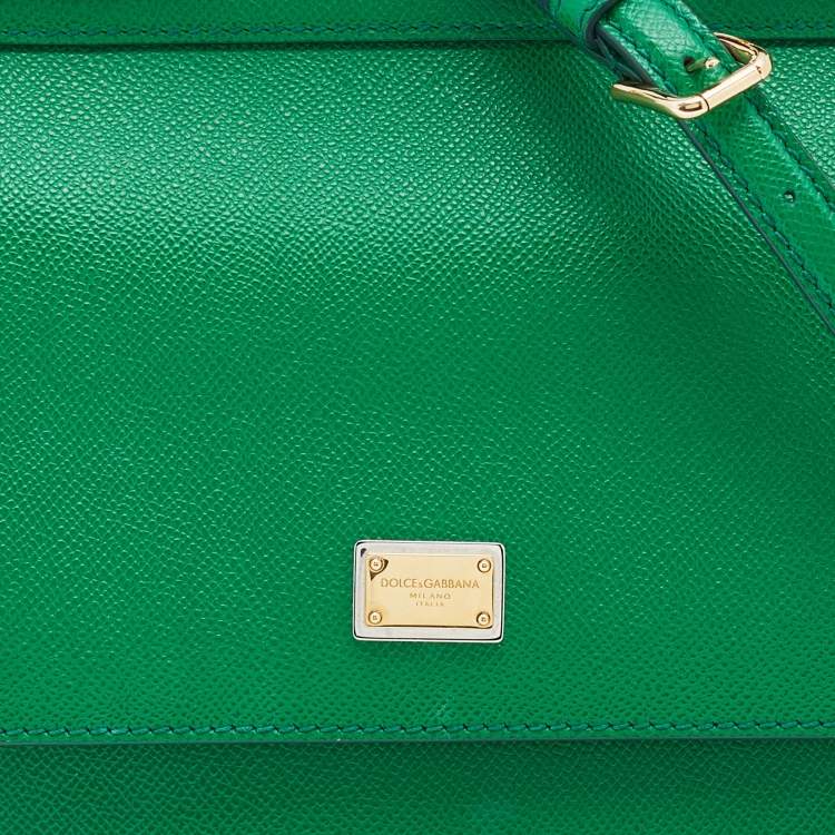 Pre Owned Dolce & Gabbana Green Leather Medium Miss Sicily Top Handle Bag
