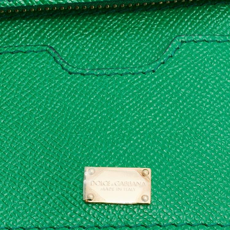 Pre Owned Dolce & Gabbana Green Leather Medium Miss Sicily Top Handle Bag