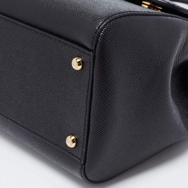 Pre Owned Dolce & Gabbana Black Leather Regular Miss Sicily Top Handle Bag