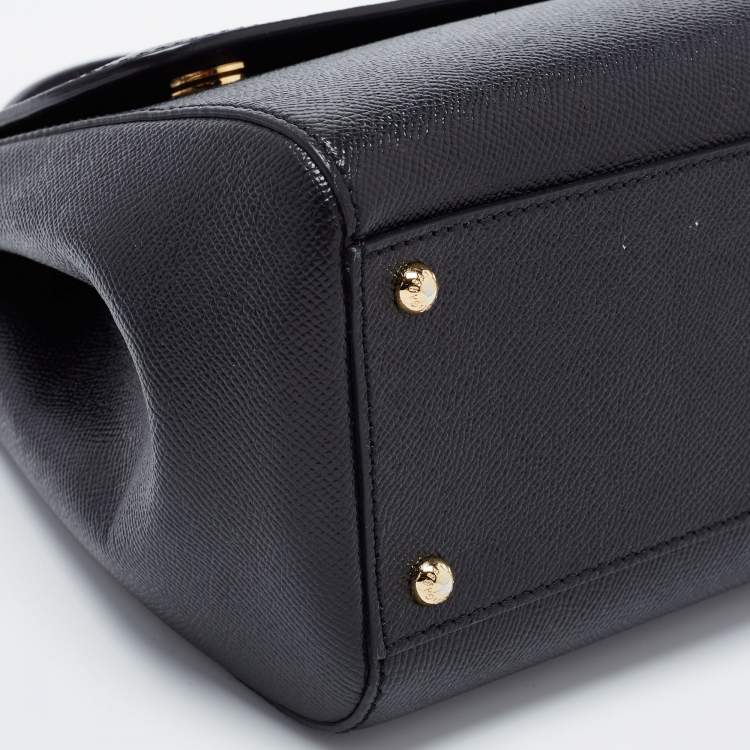 Pre Owned Dolce & Gabbana Black Leather Regular Miss Sicily Top Handle Bag